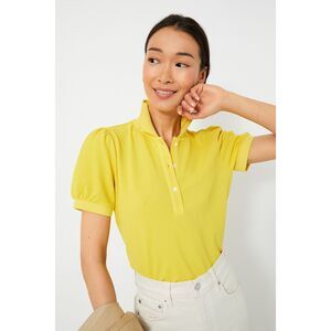 ✨TUCKERNUCK Yellow Piqué Puff Sleeve Peggy Sz Large Polo✨